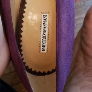 Emporio Armani peep toe suede heels